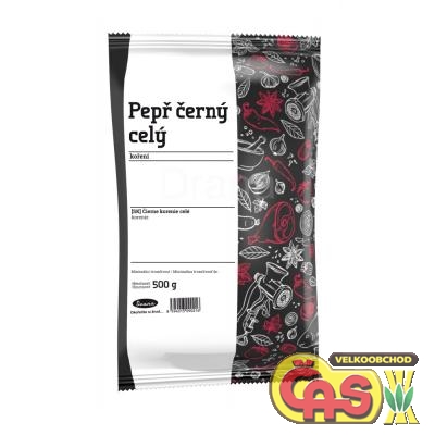 KOŘENÍ PEPŘ ČERNÝ CELÝ 500g DRANA