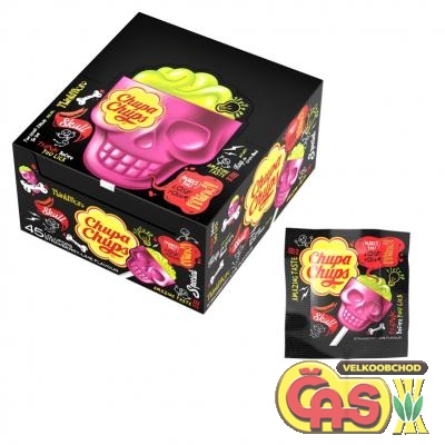 LÍZÁTKA CHUPA CHUPS SKULL 3D 15g  strawbery/lime