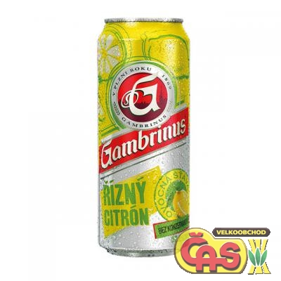 PIVO GAMBRINUS ŘÍZNÝ CITRÓN 0.5l PLECH
