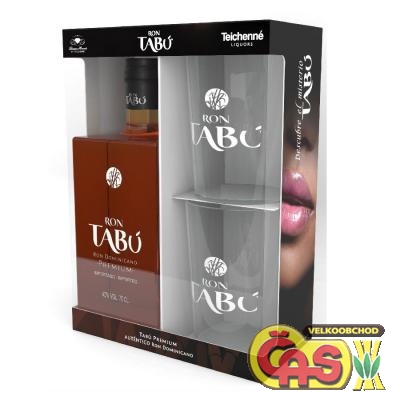 RUM Tabú Premium 0.7l+2xSKLO 40% dárkové balení